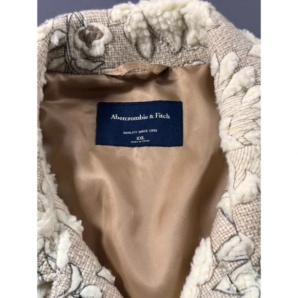Abercrombie & Fitch Floral Tapestry Workwear Jacket Tan Cream XXL AF-1892